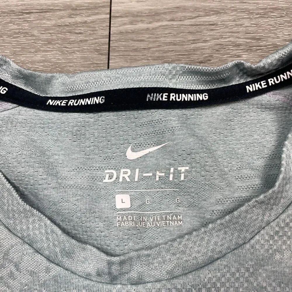 Nike Shirt Mens Large Green Running Active Training Dri Fit